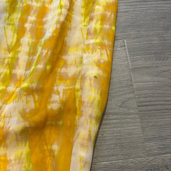 Who What Wear Yellow Tie Dye Flowy Midi Skirt Chiffon Side Zip Lined Sz 2 Boho - Picture 7 of 7